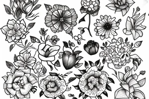 Window, flowers and blueberry tattoo idea