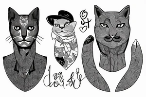 male person with elegant shirt with cat's head tattoo idea