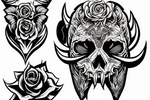Bull face half skull tattoo idea