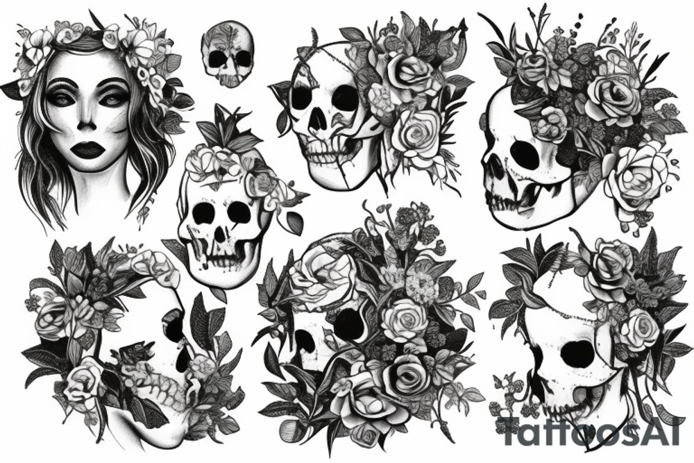 Persephone, flowers, pomegranates, death tattoo idea