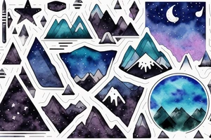Realistic Mountains with night sky tattoo idea