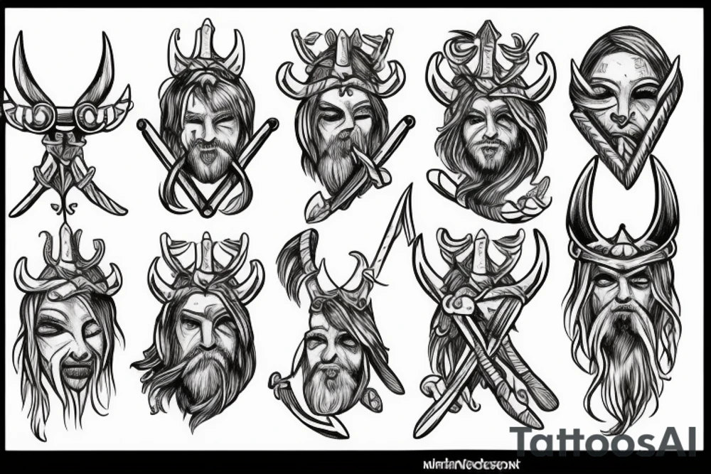 Nordic vikings symbols tattoo idea