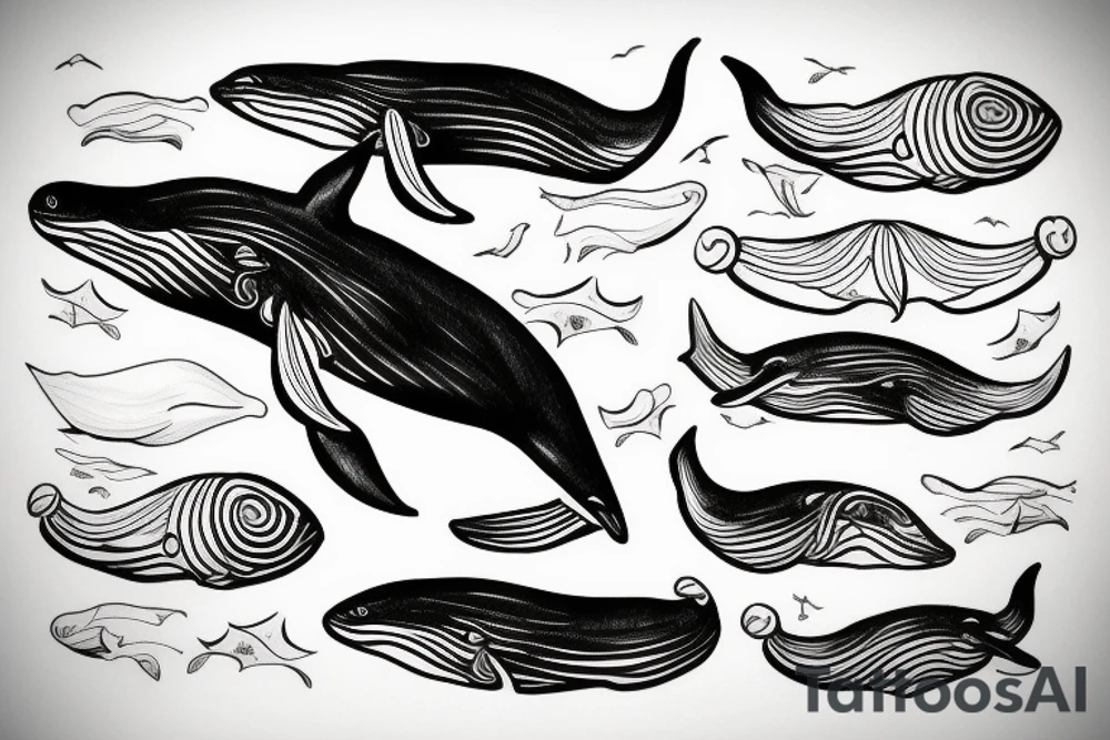 A whale gliding through water tattoo idea