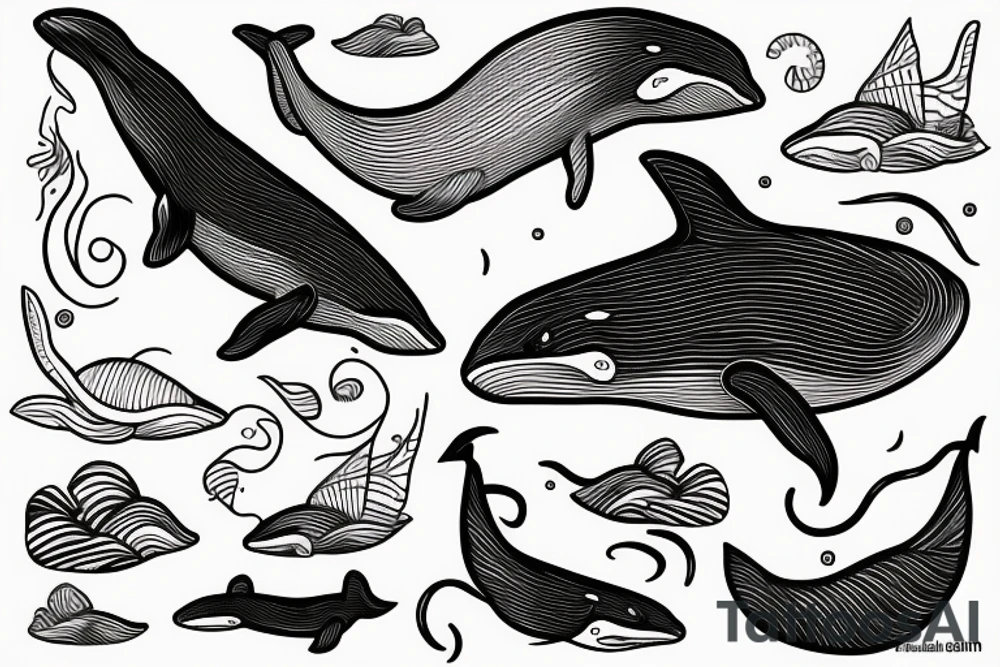 A whale gliding through water tattoo idea