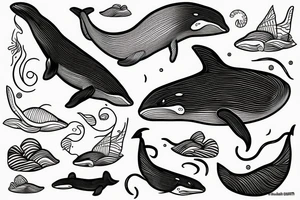 A whale gliding through water tattoo idea