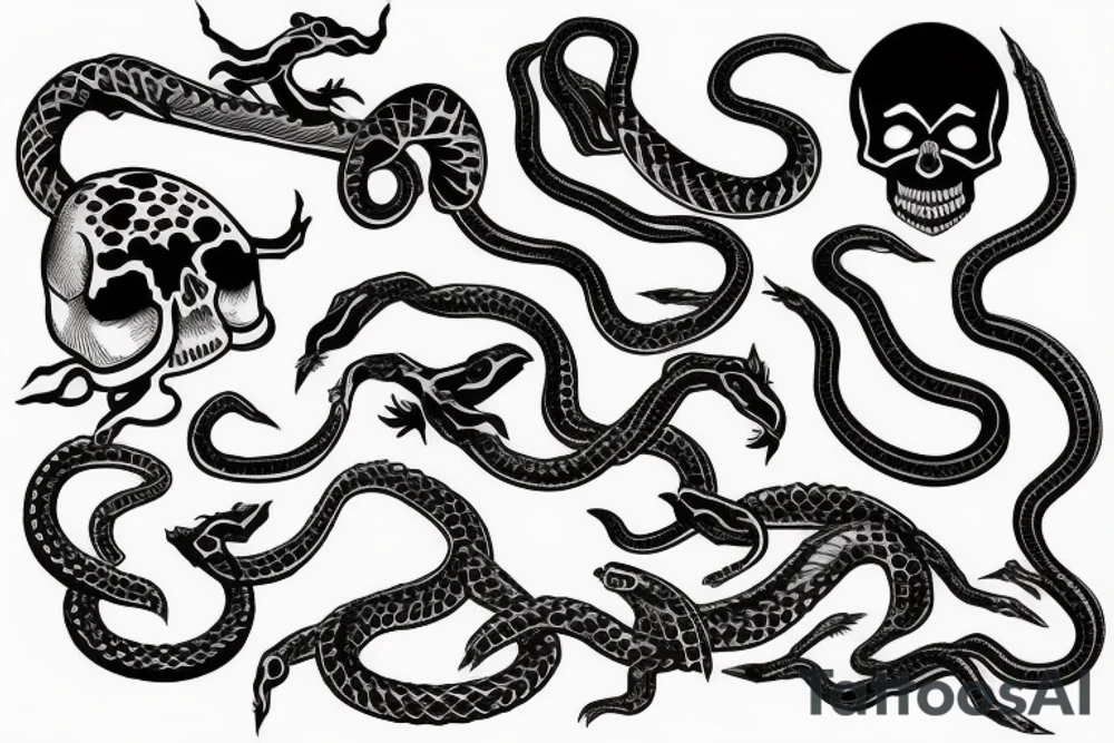 Skull and snake tattoo idea