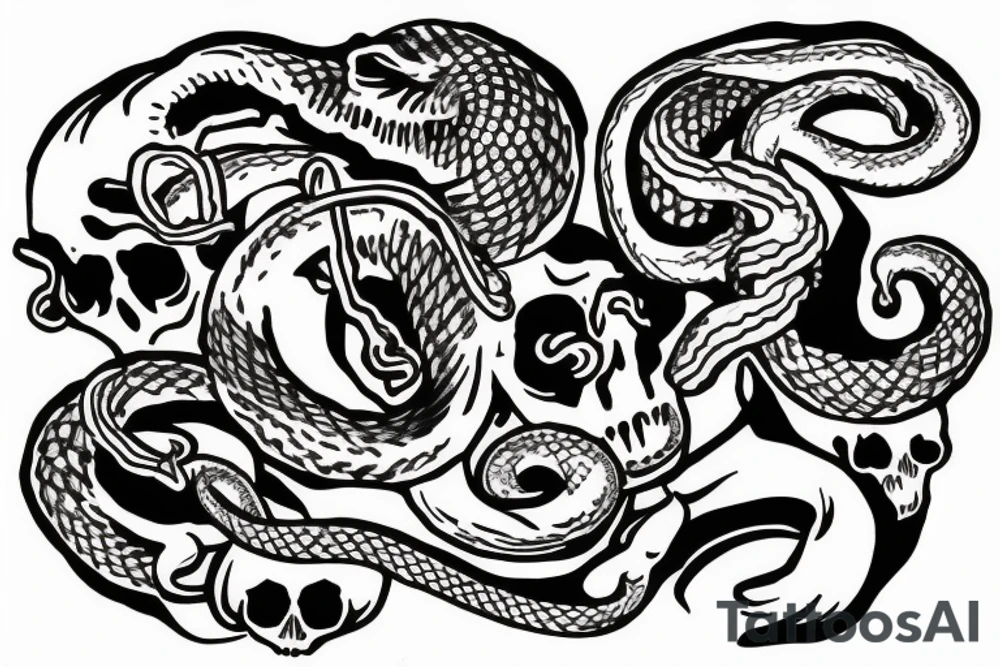Skull and snake tattoo idea