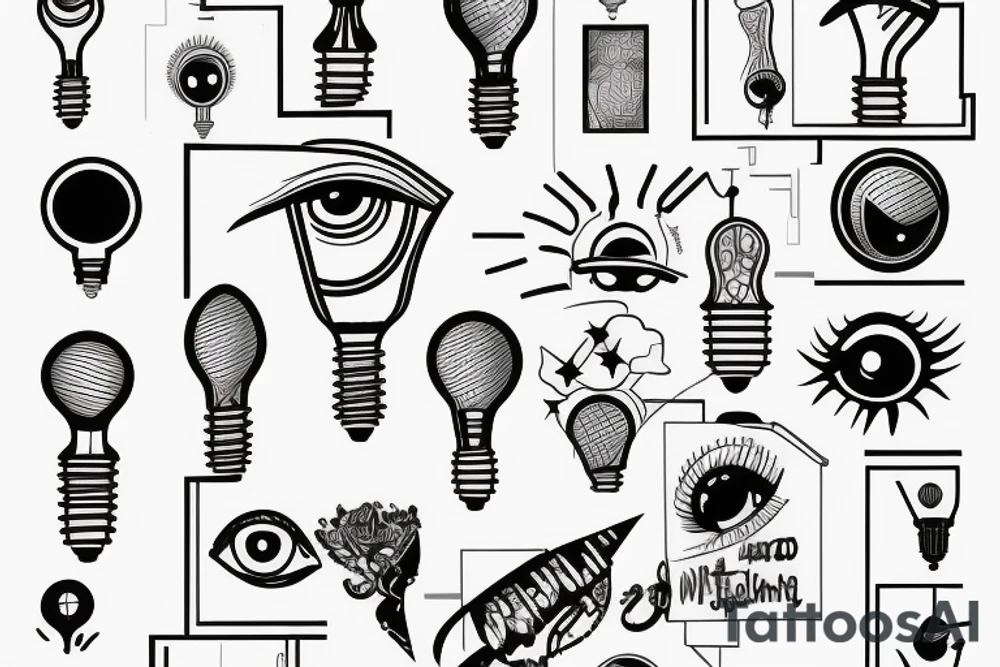 Streetlight with an eye for a light bulb tattoo idea