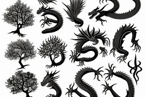 Realistic dragon Full Collor japanese tree tattoo idea