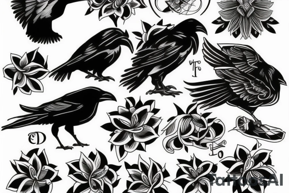 Black crow tattoo idea