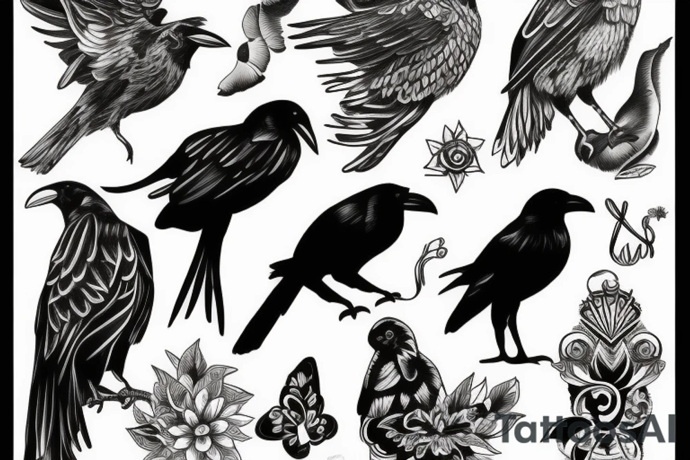 Black crow tattoo idea