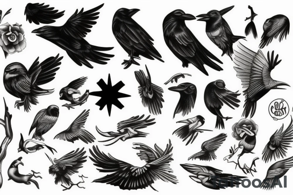 Black crows tattoo idea