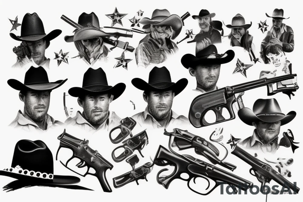 Cowboy, western, gun, gun slinger tattoo idea