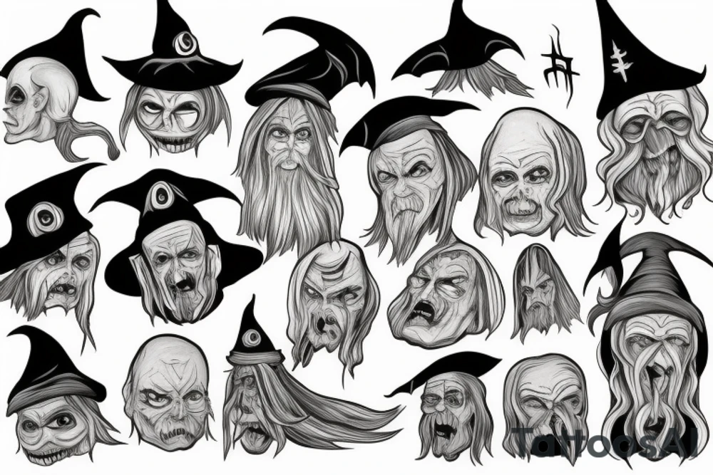a creepy wizard tattoo idea
