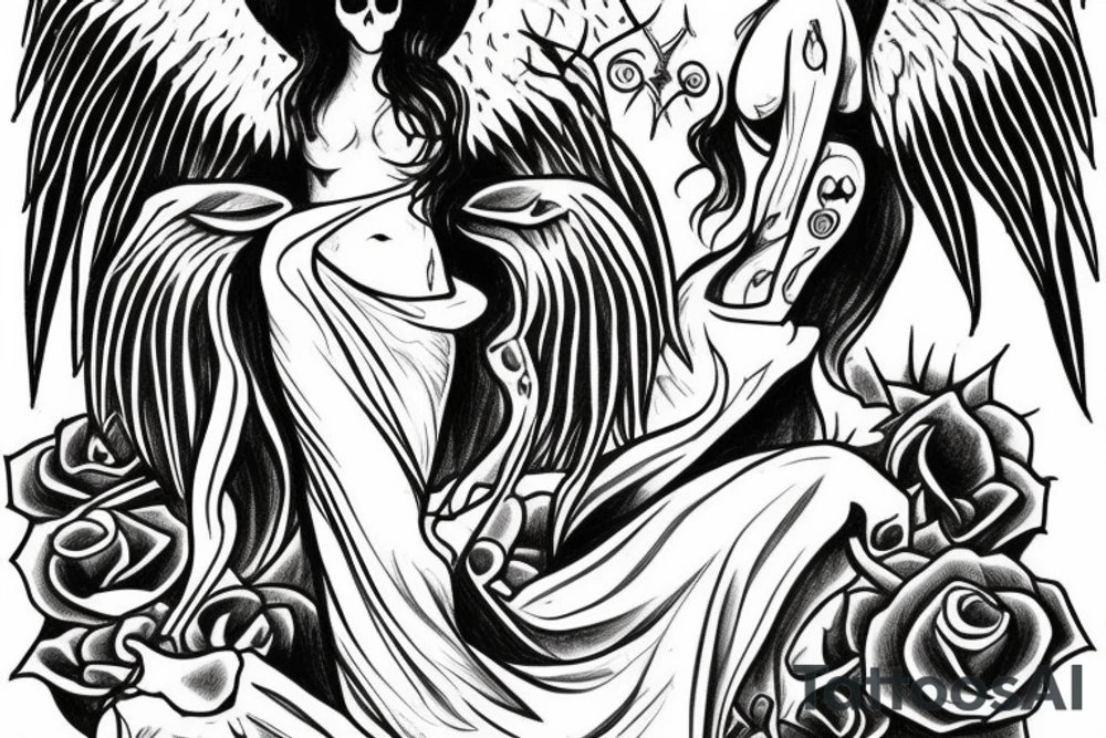 angel of death dealing cards tattoo idea