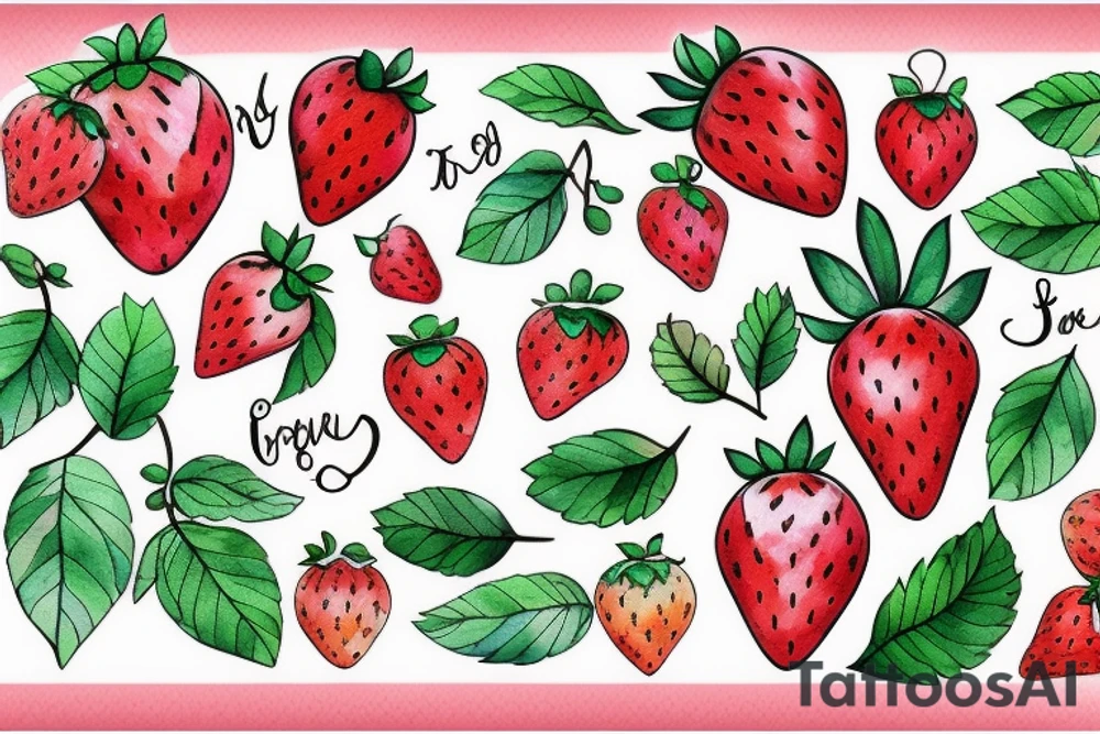 Strawberry cute tattoo idea