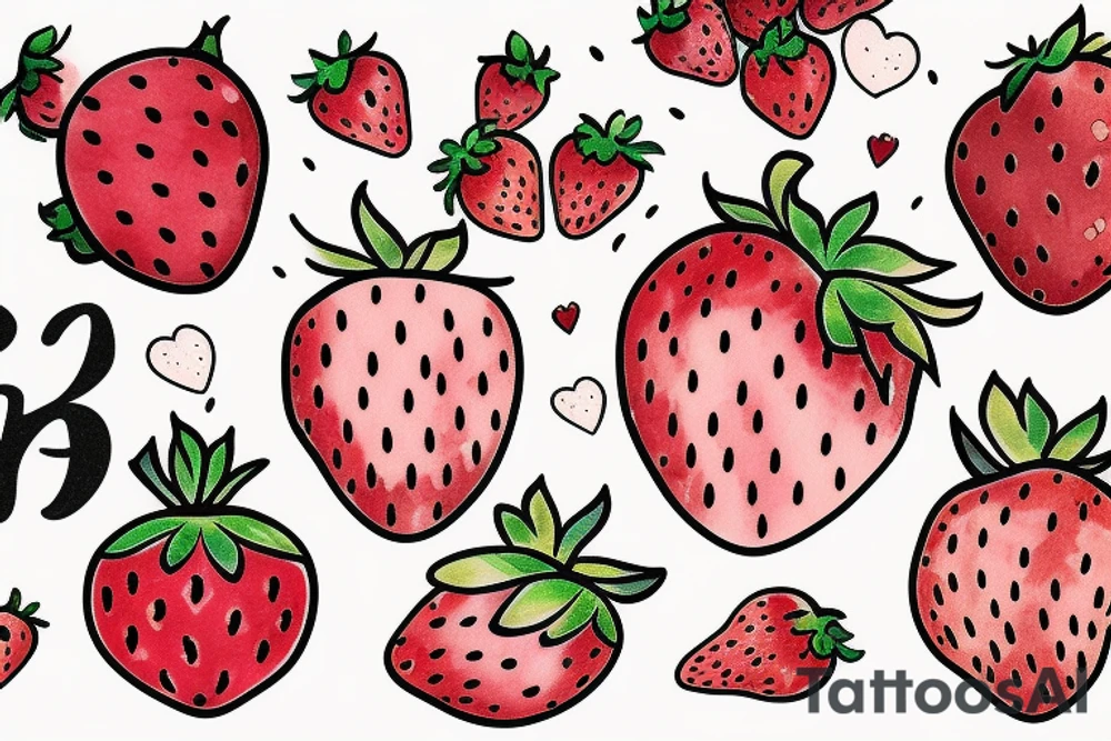 Strawberry cute tattoo idea