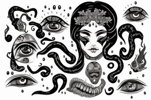 Medusa face with tears tattoo idea