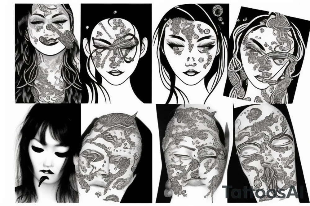 Medusa face with tears tattoo idea