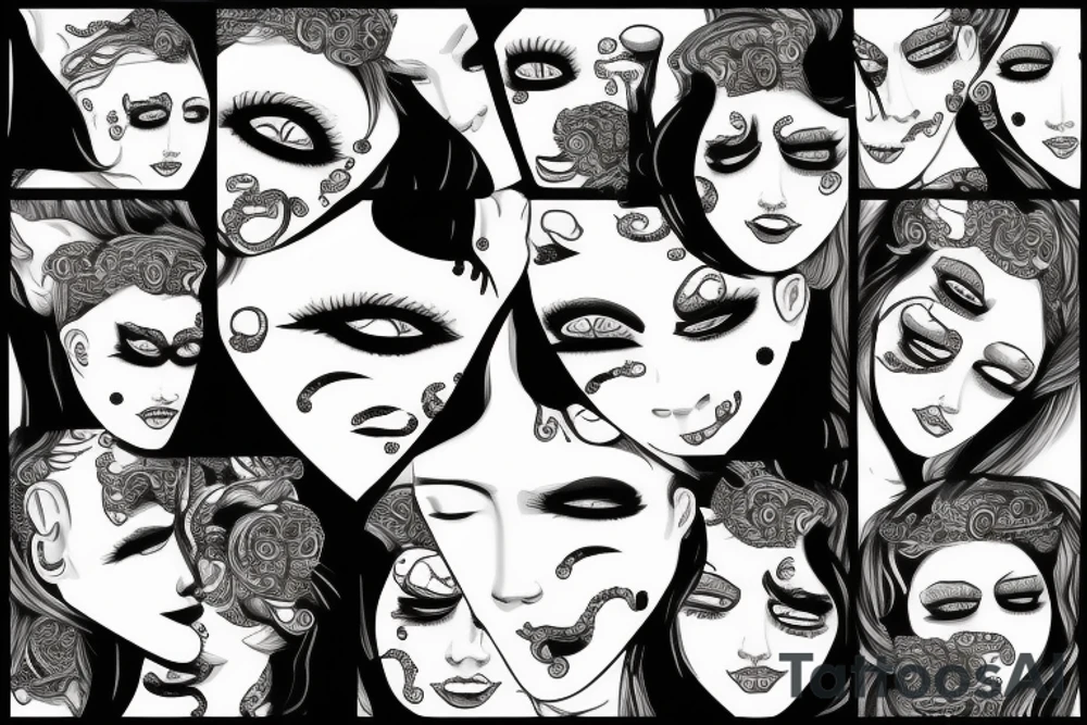 Medusa face crying tattoo idea