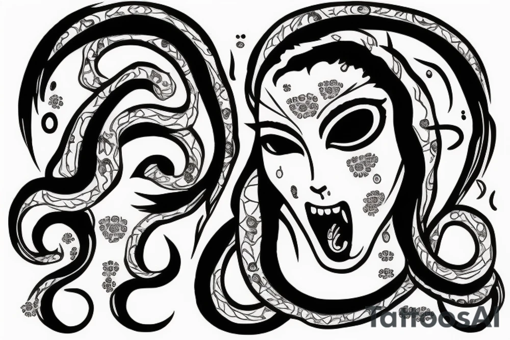 Medusa face crying tattoo idea