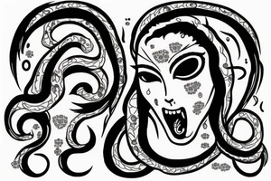 Medusa face crying tattoo idea