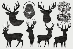 Mountains with a human deer with guns tattoo idea