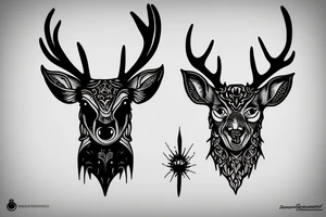 Demonic deer with red eyes tattoo idea