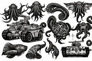 Cthulhu driving German tank tattoo idea