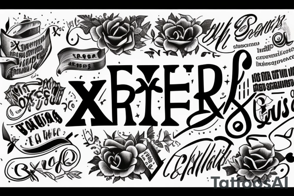 2 sentences separated by an "X". the two sentences are "sérios curiosos" and "criativos bem-dispostos" tattoo idea