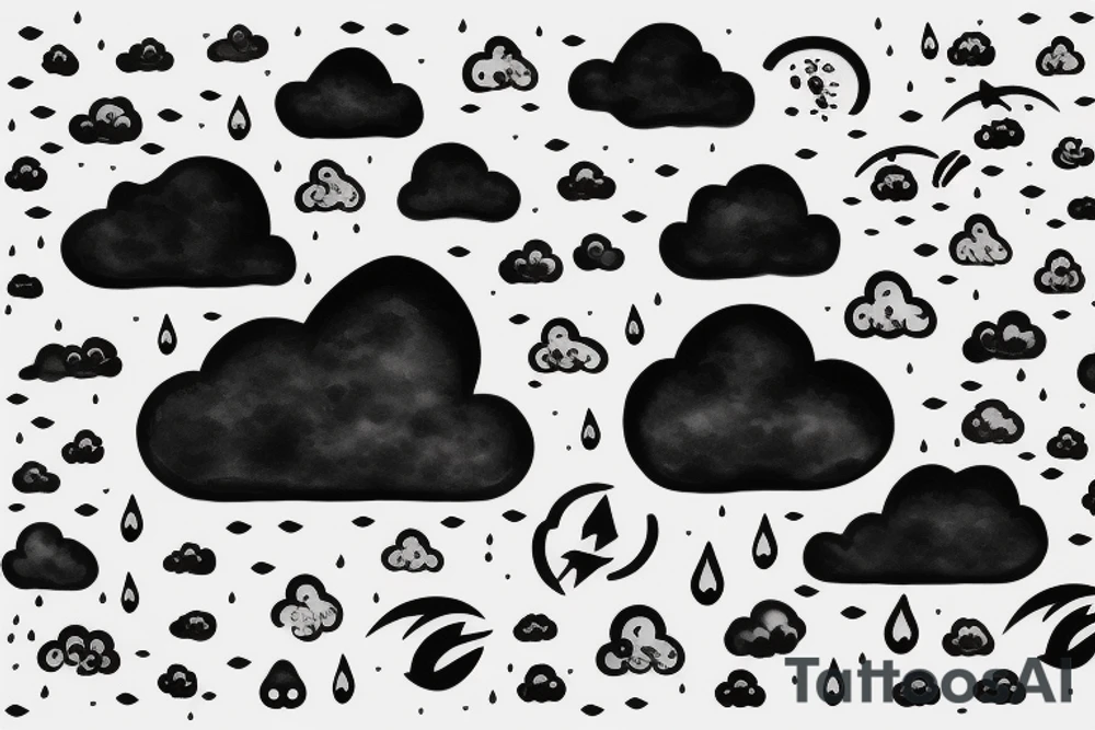 Rain cloud with thunderstorm tattoo idea