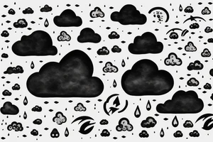 Rain cloud with thunderstorm tattoo idea