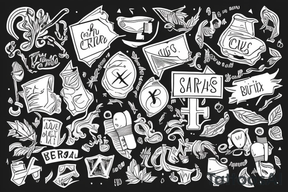 sentence: 
"sérios curiosos x criativos bem-dispostos" tattoo idea