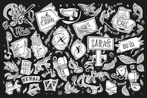 sentence: 
"sérios curiosos x criativos bem-dispostos" tattoo idea