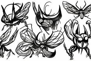 Mantis Lords from Hollow Knight in circle tattoo idea