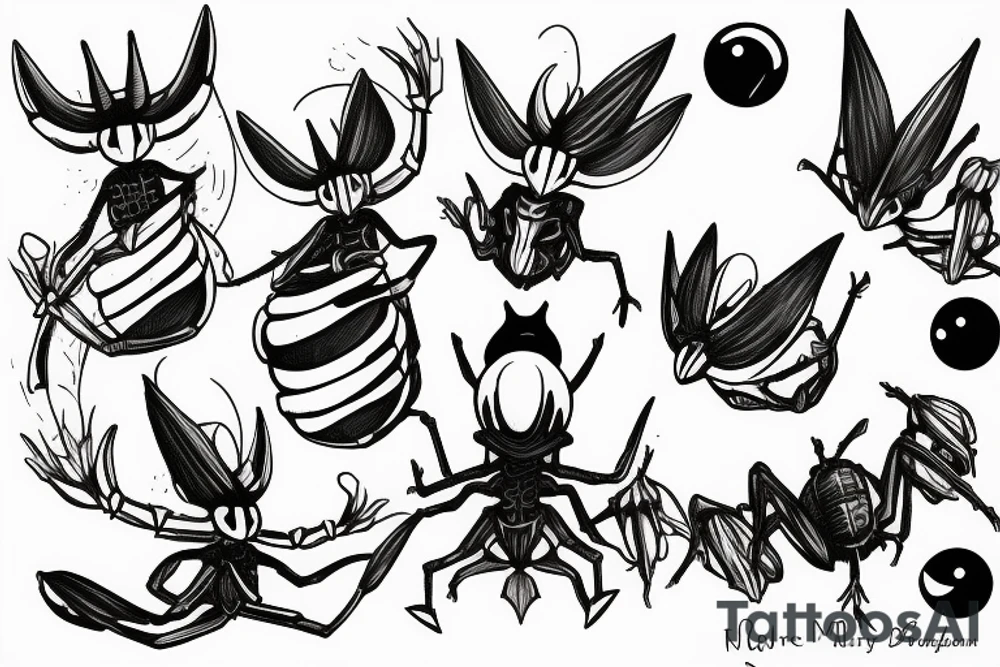 Mantis Lords from Hollow Knight in circle tattoo idea