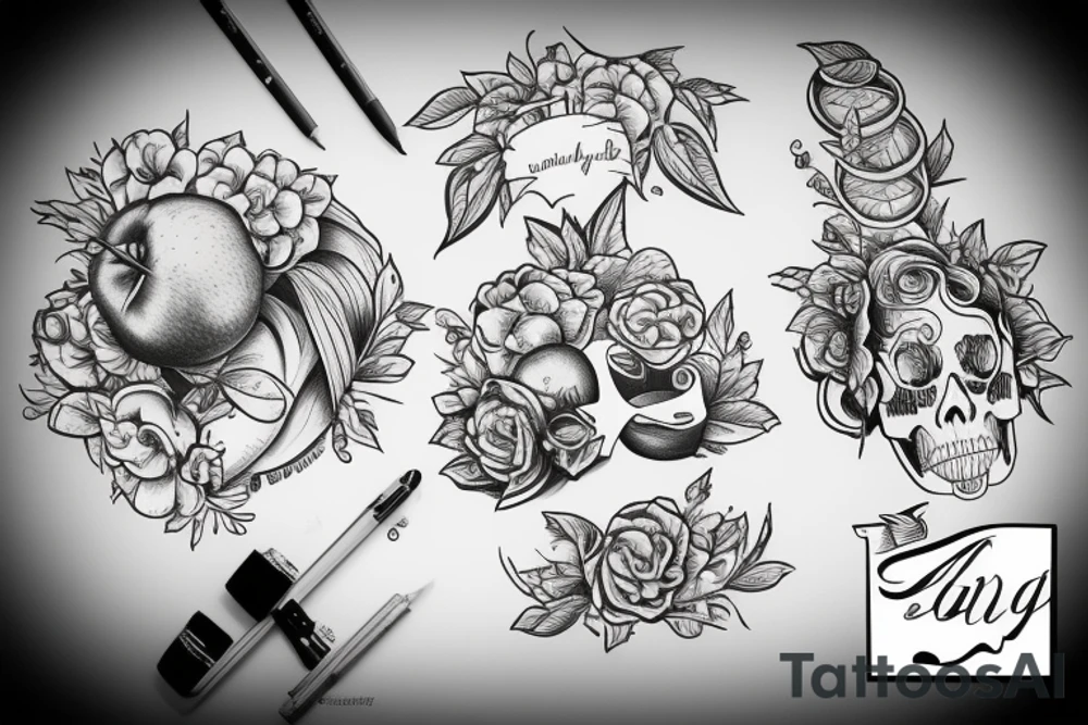 An apple and a bridge tattoo idea