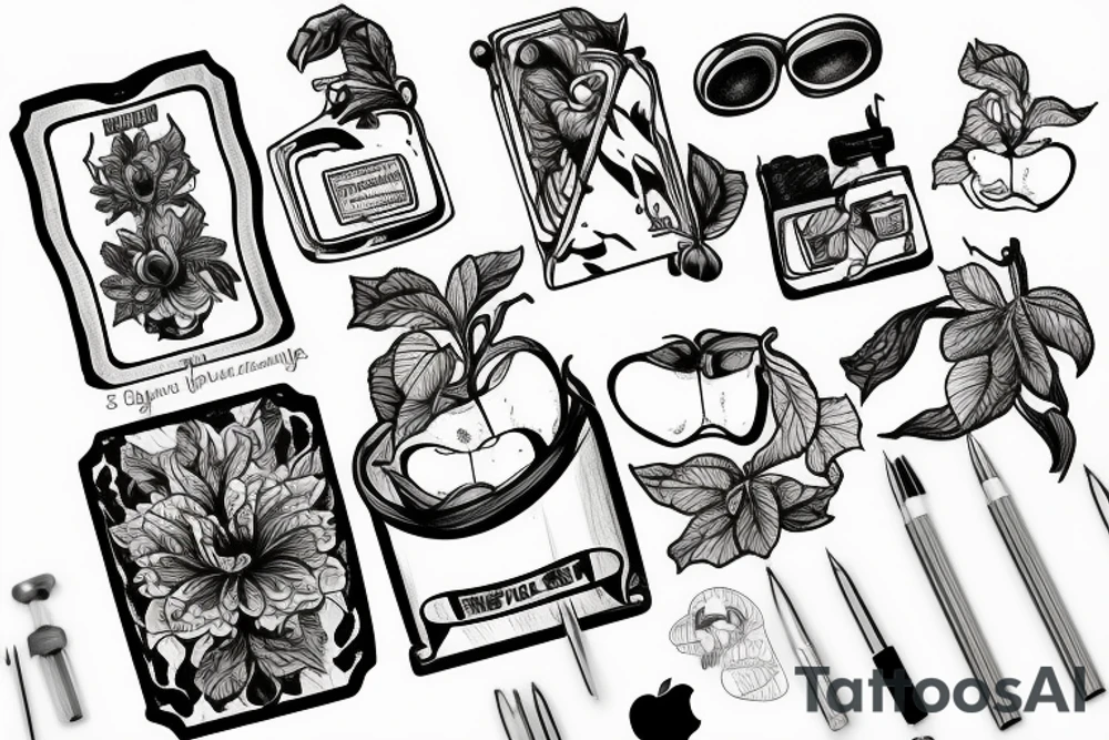 An apple and a steel bridge tattoo idea