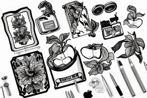 An apple and a steel bridge tattoo idea