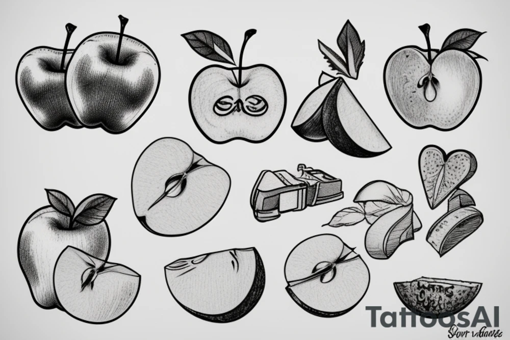 An apple and a steel bridge tattoo idea