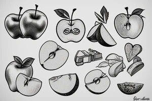 An apple and a steel bridge tattoo idea