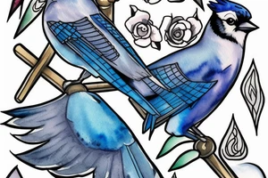 blue jay holding the master sword tattoo idea