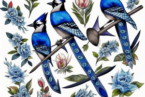 blue jay holding the master sword tattoo idea
