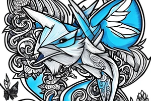 blue jay holding the master sword tattoo idea