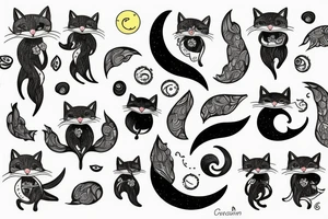 Cat fox moon pixie tattoo idea