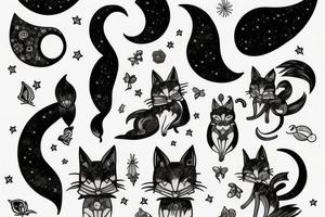 Cat fox moon pixie tattoo idea