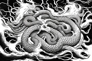 Thor fighting jörmungandr during a storm in the ocean tattoo idea