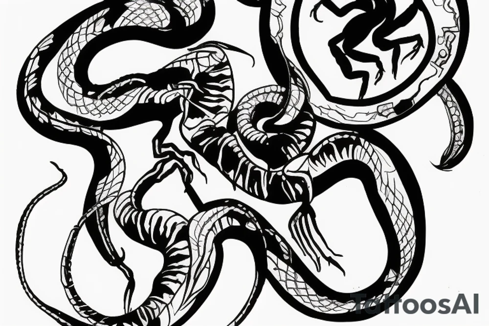 Scorpion seeing snake as reflection into broken mirror tattoo idea