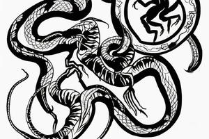 Scorpion seeing snake as reflection into broken mirror tattoo idea
