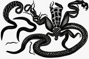 Scorpion seeing snake as reflection into broken mirror tattoo idea